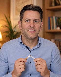 Glücklicher Mann, der mit dem Rauchen aufgehört hat