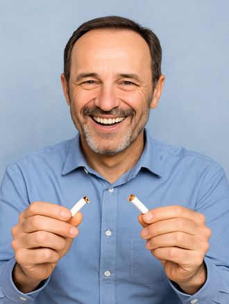 Glücklicher Mann, der mit dem Rauchen aufgehört hat